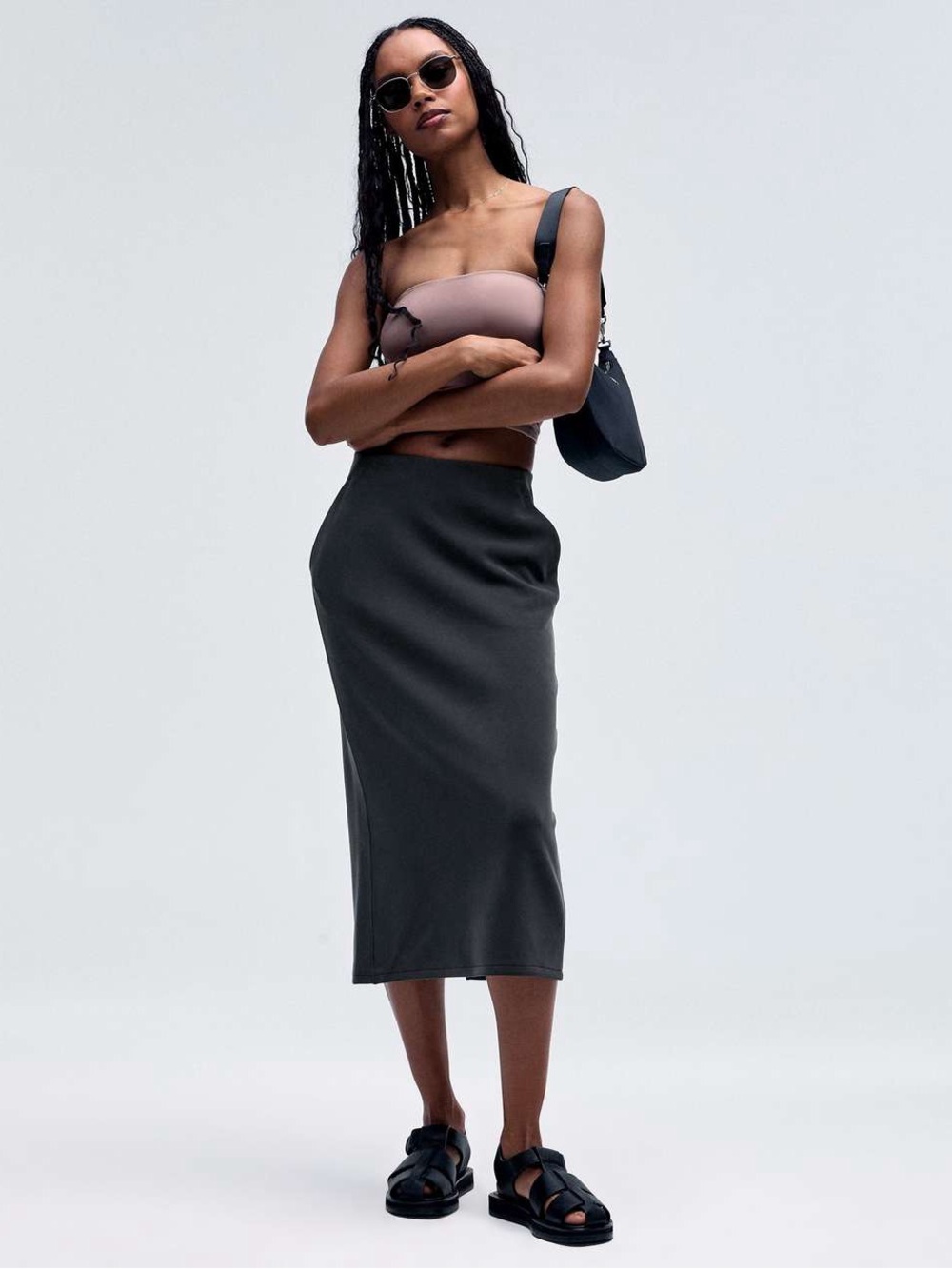 NWT Lululemon Softstreme High-Rise Midi Skirt - Black, Size 4